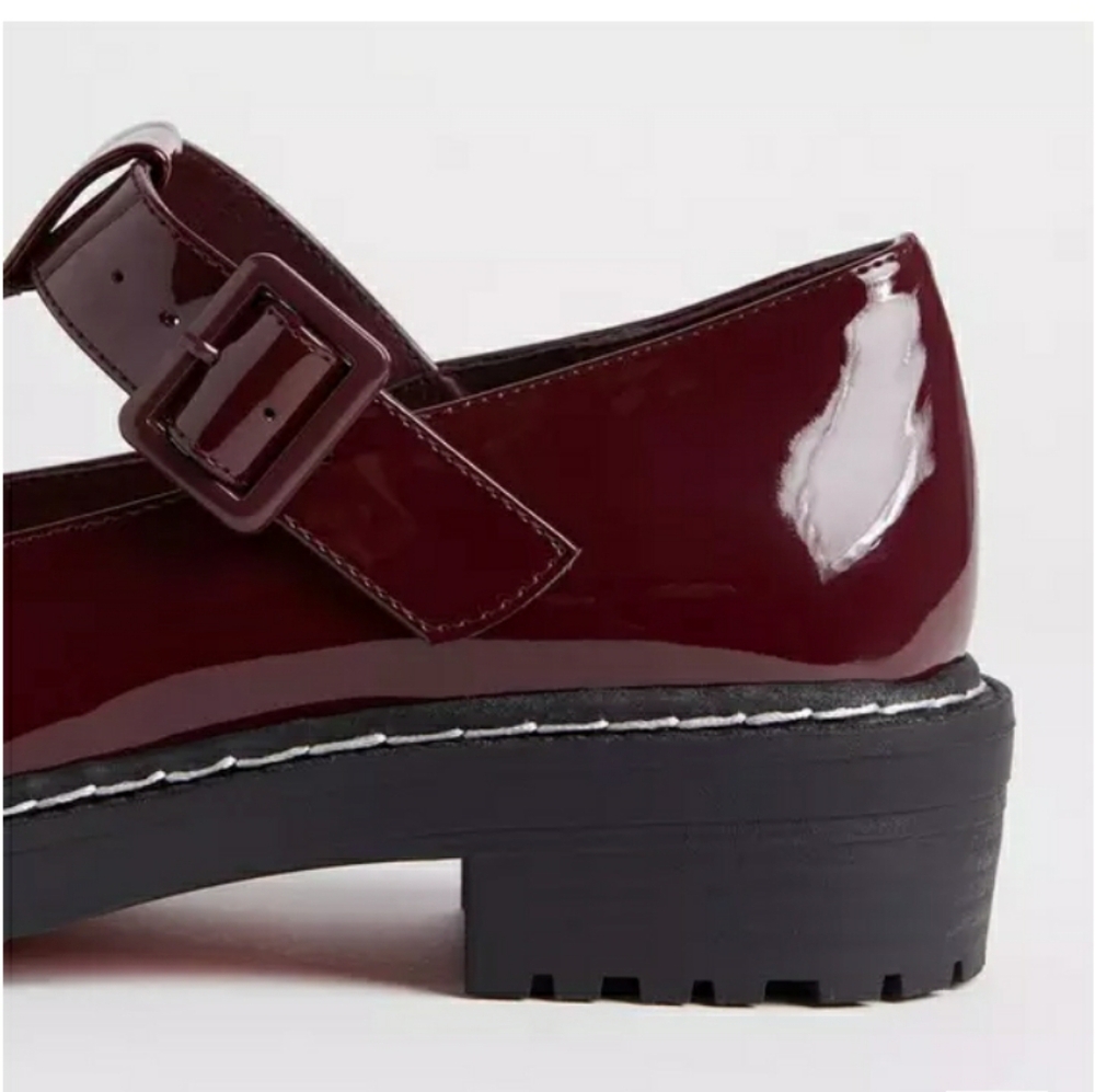 Torrid Size 11.5 Wide Width Lug Sole Patent Leather Mary Jane Shoes Burgundy Red - Picture 4 of 10